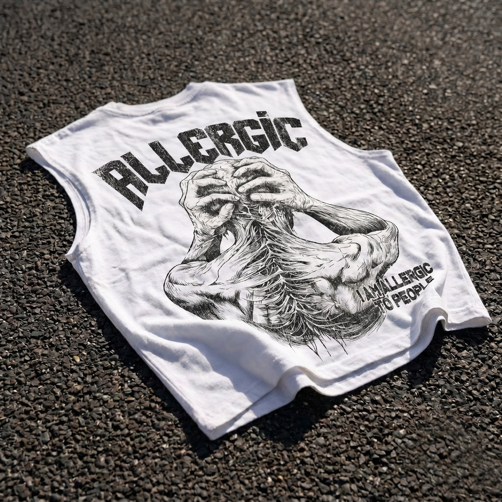 I Am Allergic To People Tearing Abstract Graphic Tank Top