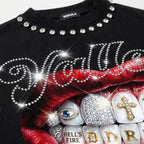 Valley Rhinestone-embellished Rich Forever Red Lips Tank Top