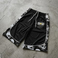 Dark Skull Color Blocked Capri Shorts