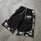 Dark Skull Color Blocked Capri Shorts
