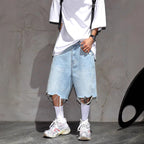 Men's Fashion Ripped Loose Denim Shorts Jorts