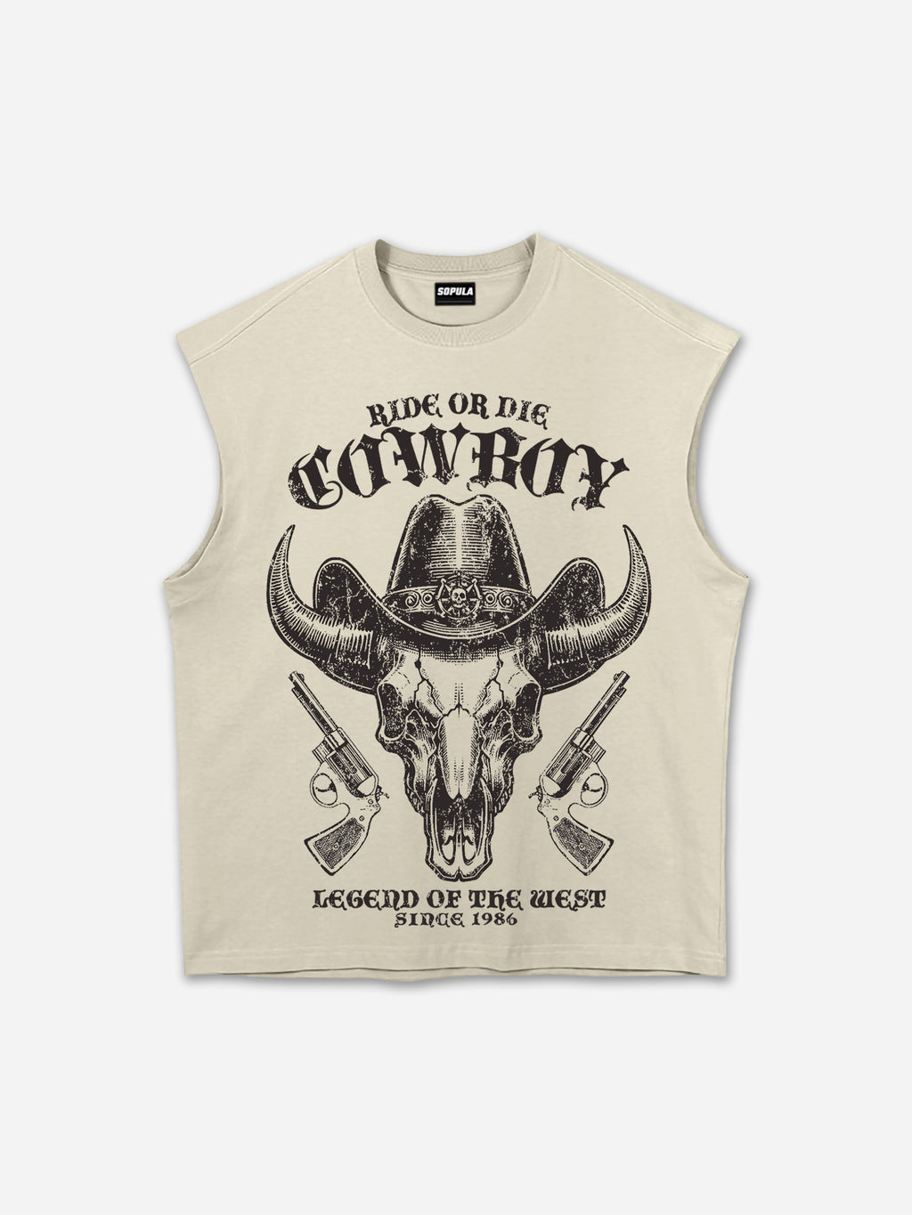 Western Cowboy Horn Graphic Tank Top