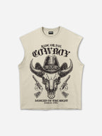 Western Cowboy Horn Graphic Tank Top
