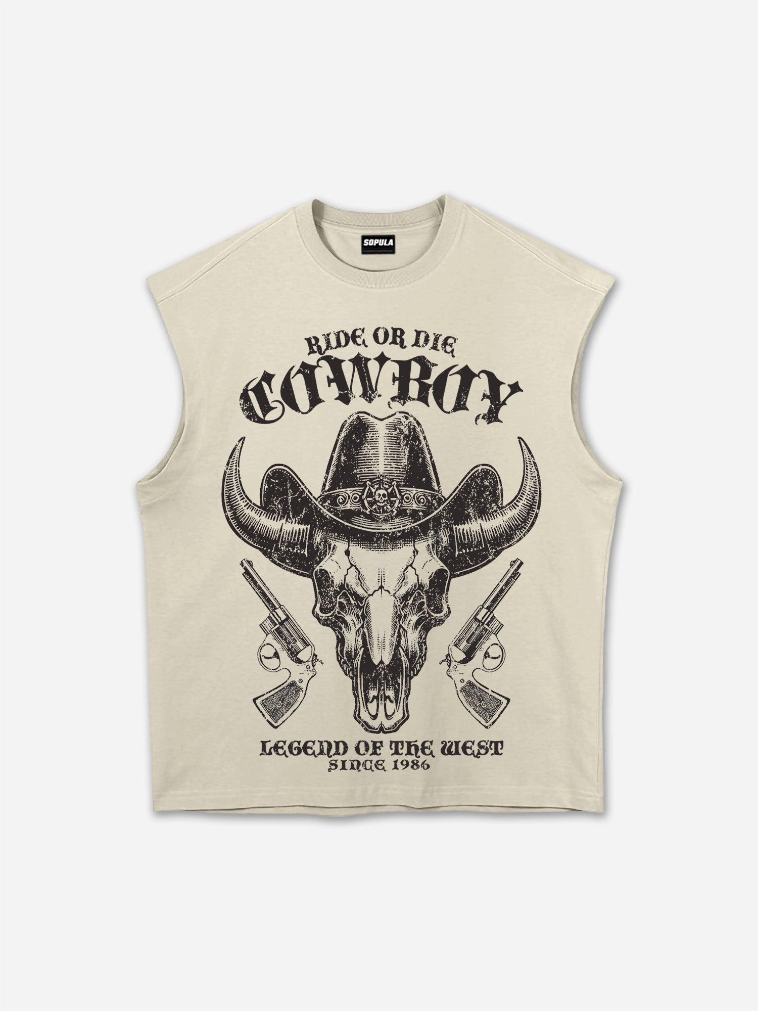 Western Cowboy Horn Graphic Tank Top