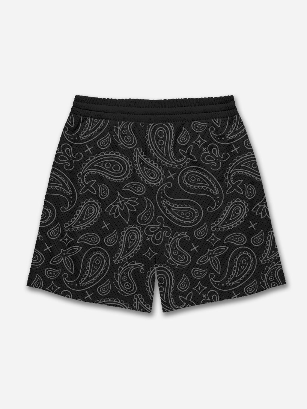 Ambition Skull Hand Cashew Flower Graphic Mesh Shorts