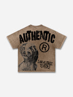 Vintage I Am Allergic To People Graphic Acid Wash T-shirt
