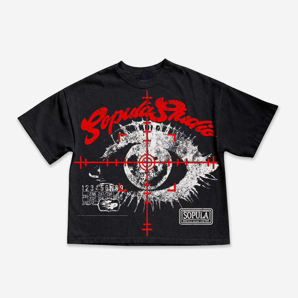 Shooter's Eye Retro Distressed Graphic Cropped T-shirt