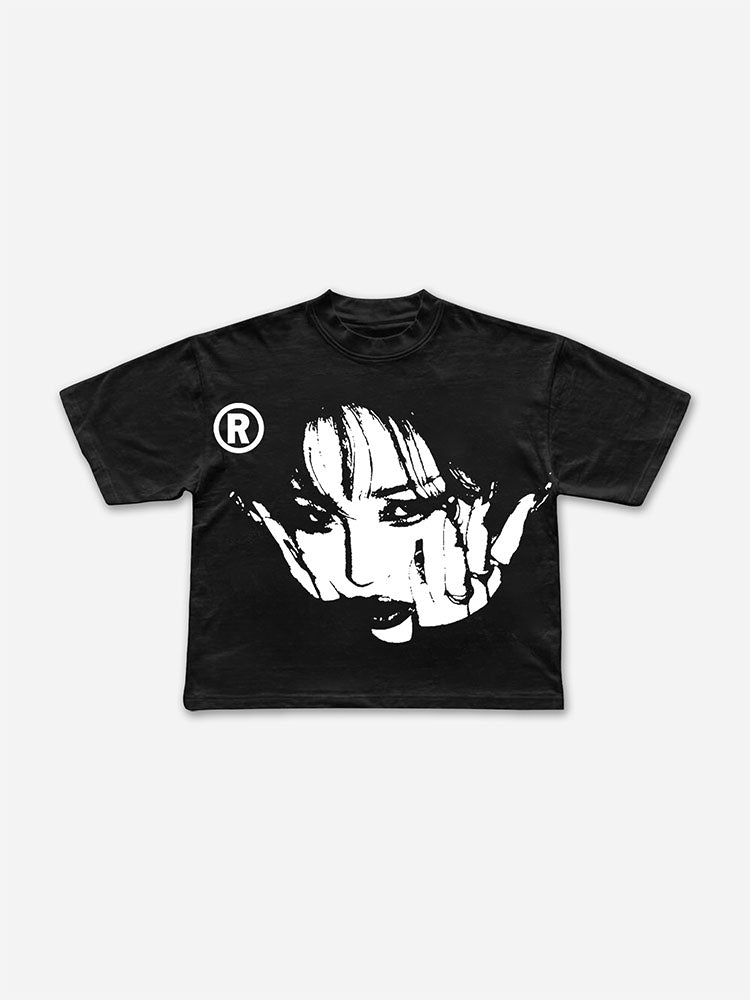Vintage Y2k Portrait Graphic Cropped T-shirt