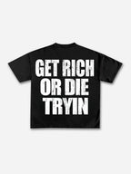 Vintage Get Rich Money Portrait Print Cotton T-shirt