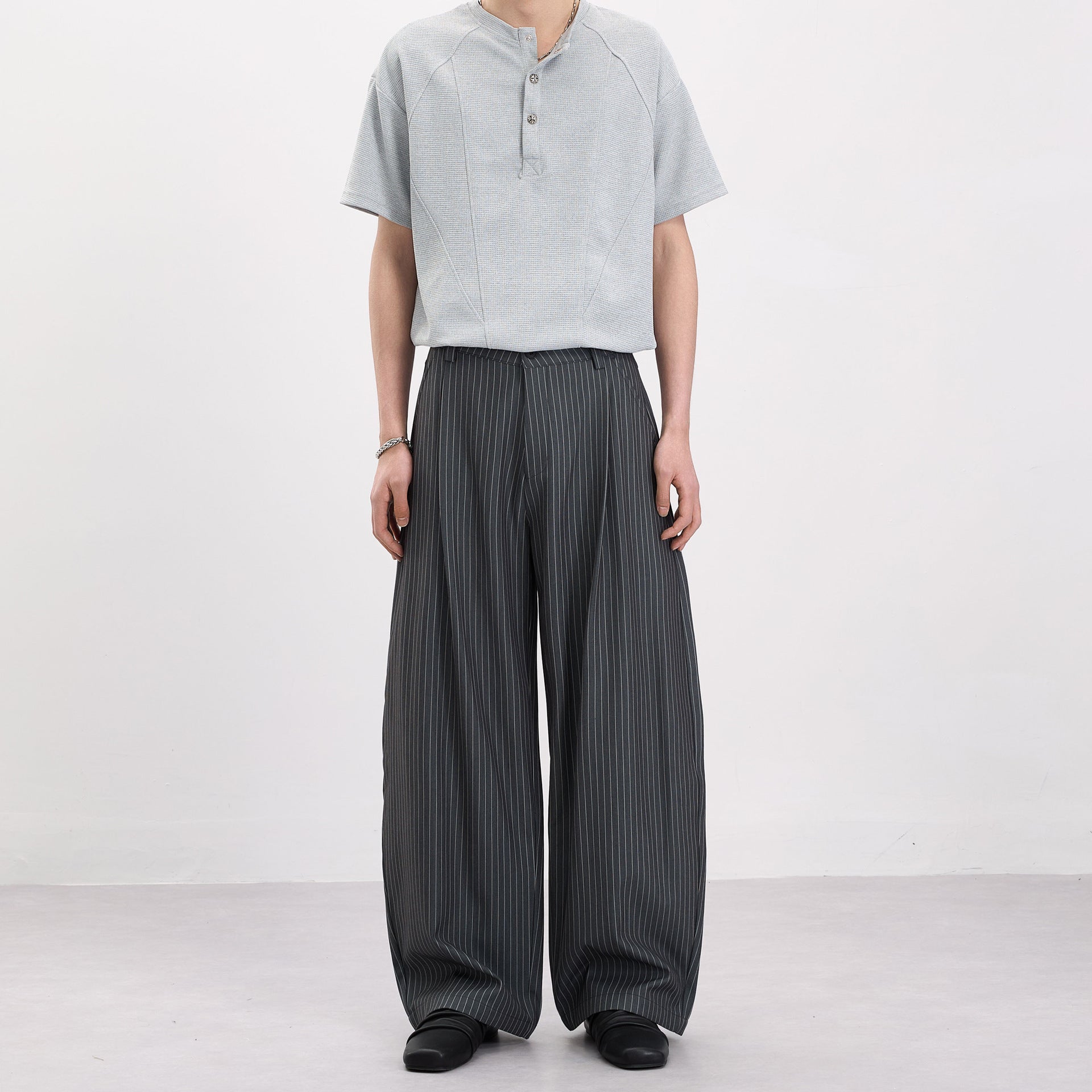 Streetwear Striped Wide-leg Trousers