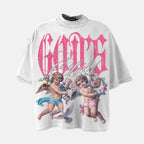 God's Child Retro Flowers Angel Graphic Rhinestone T-shirt