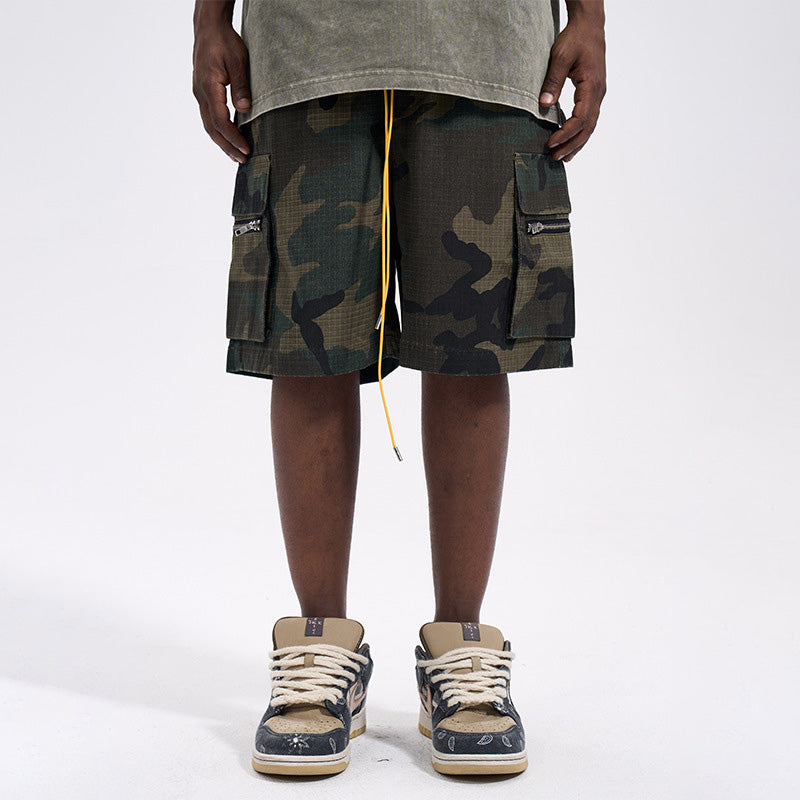 Men's Streetwear Camo Denim Shorts