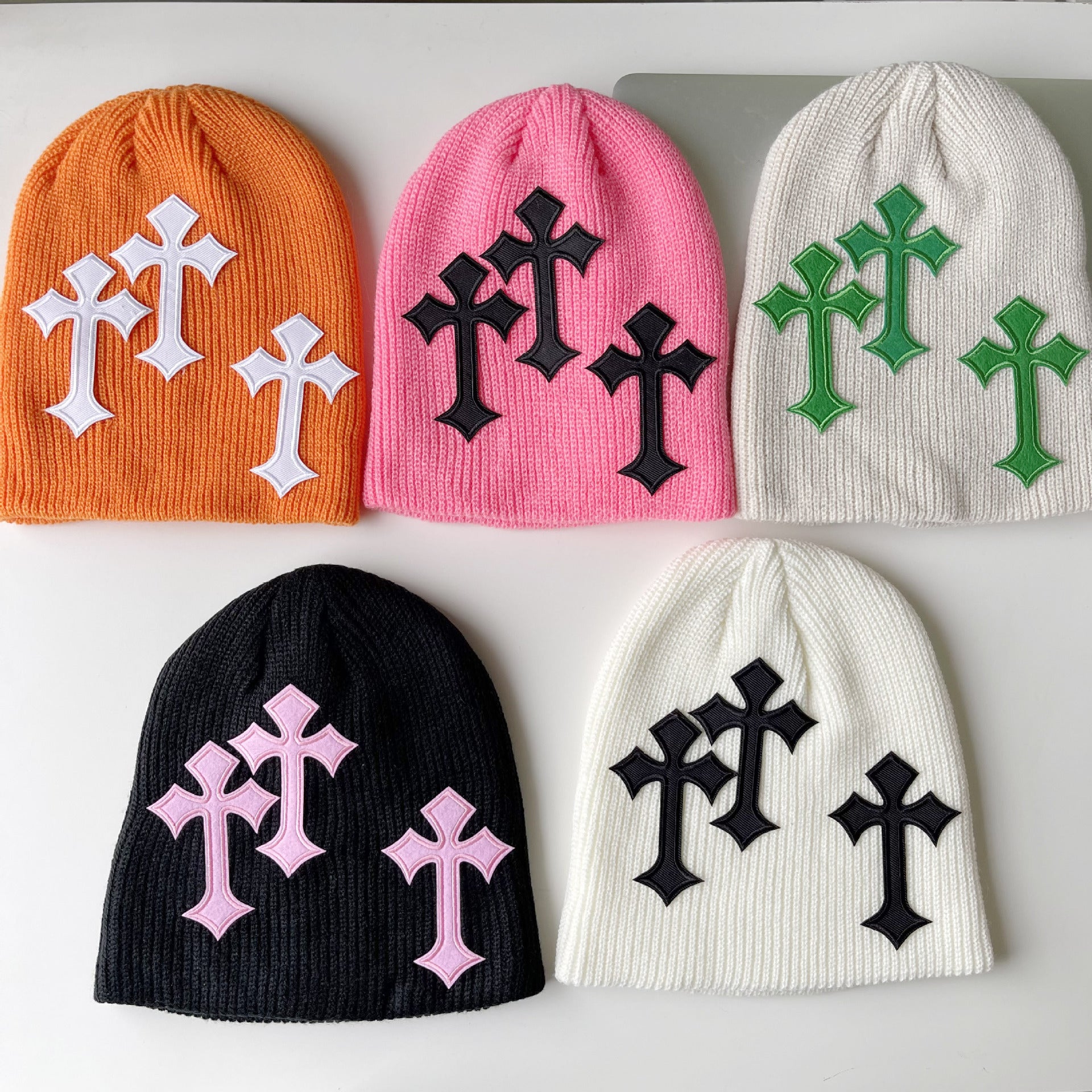Casual Gothic Cross Pattern  Acrylic Knitted Hat