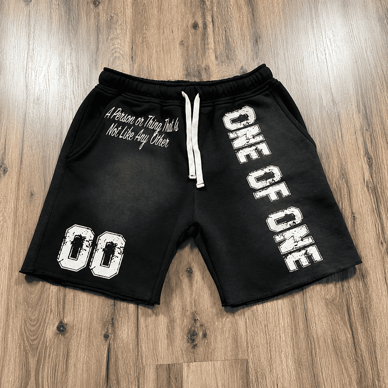 Vintage Word Graphic Drawstring Casual Pocket Shorts