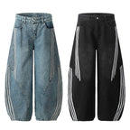 Men's Fashionable Side Striped Curved Jeans