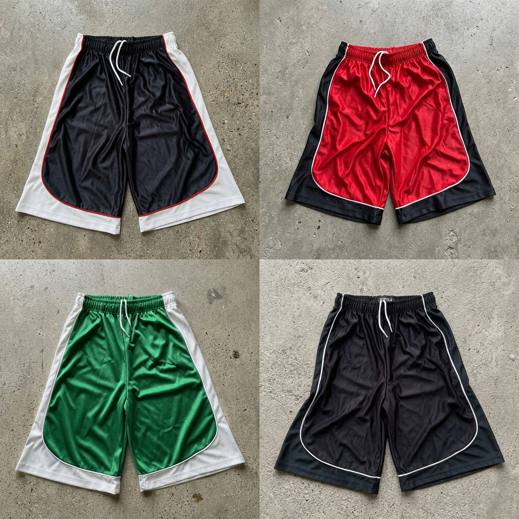 Color-blocked Drawstring Casual 1/2 Shorts