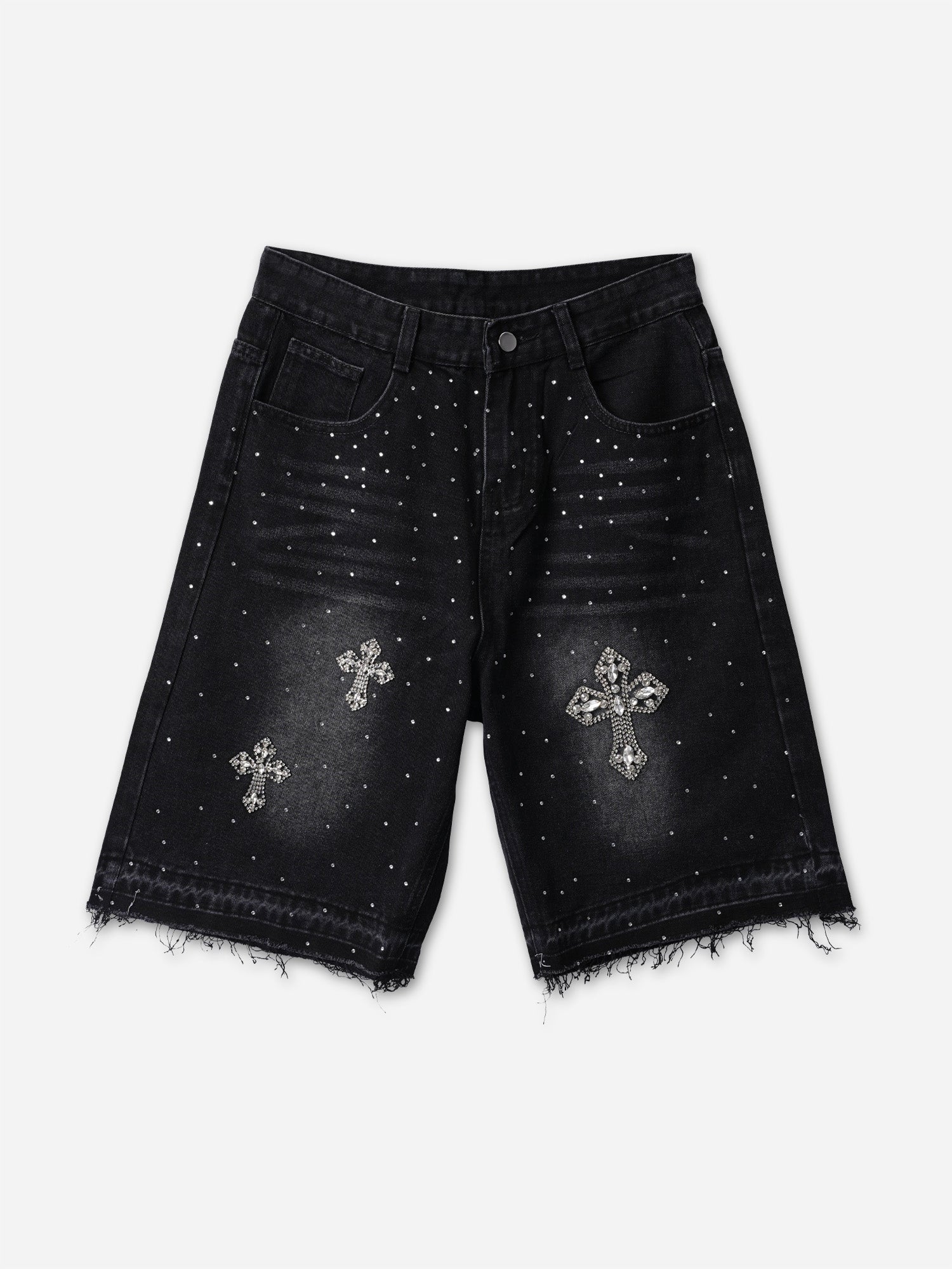 Hiphop Cross Hot Diamond Denim Shorts