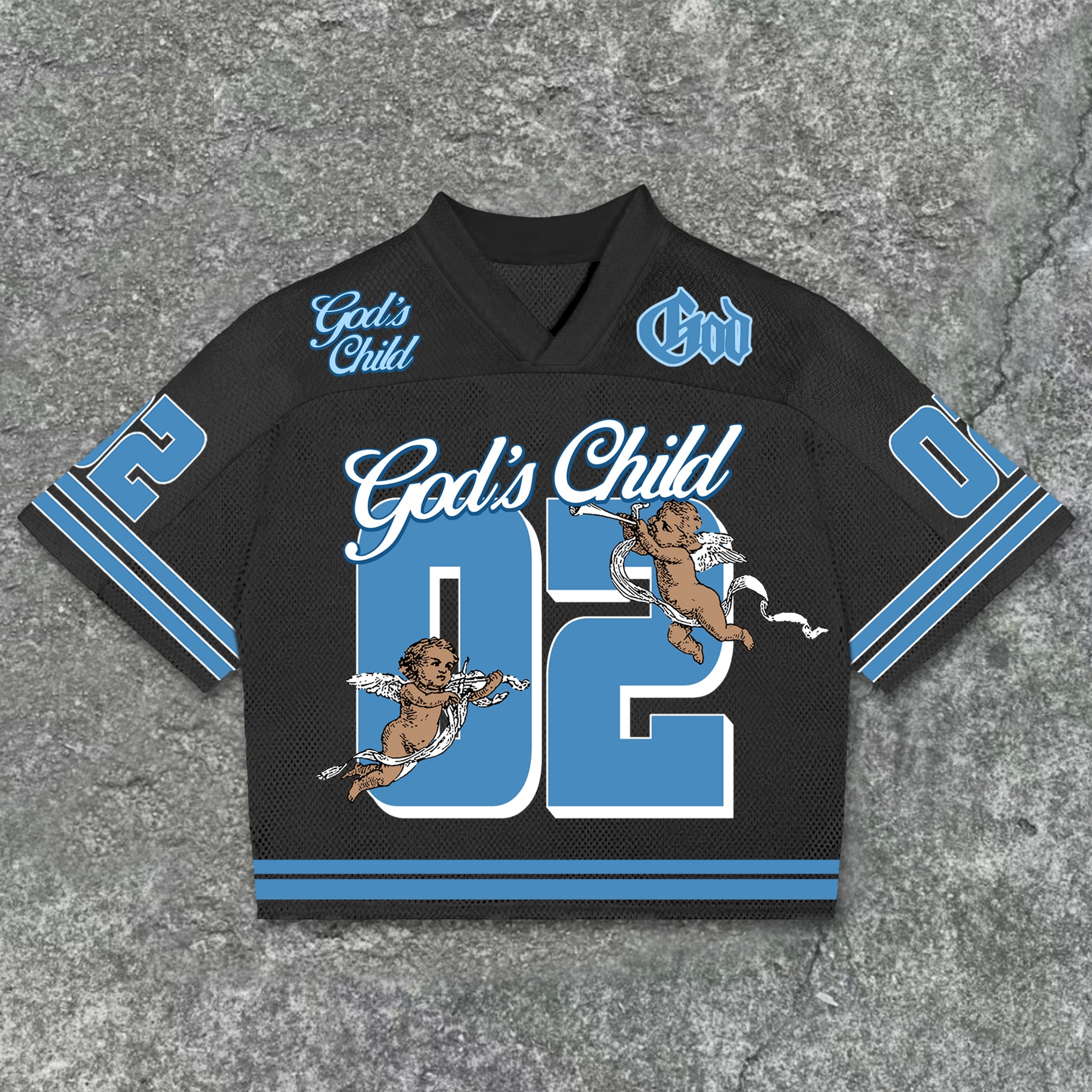 Vintage God's Child Graphics No 02 Blokette Blokecore Jersey V-neck Cotton T-shirt