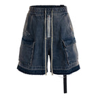 Men's Vintage Drawstring Pocket Denim Shorts