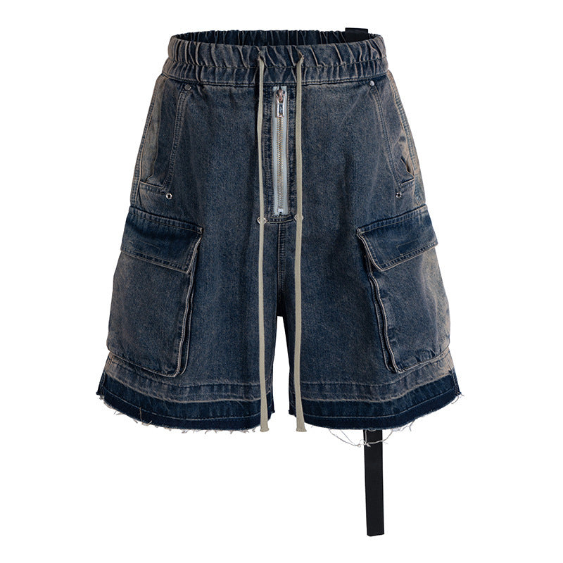 Men's Vintage Drawstring Pocket Denim Shorts