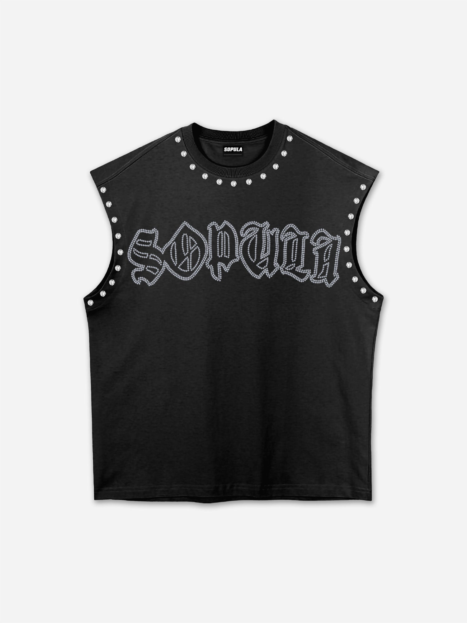 Sopula Shining Diamond Font Graphic Rhinestone Tank Top