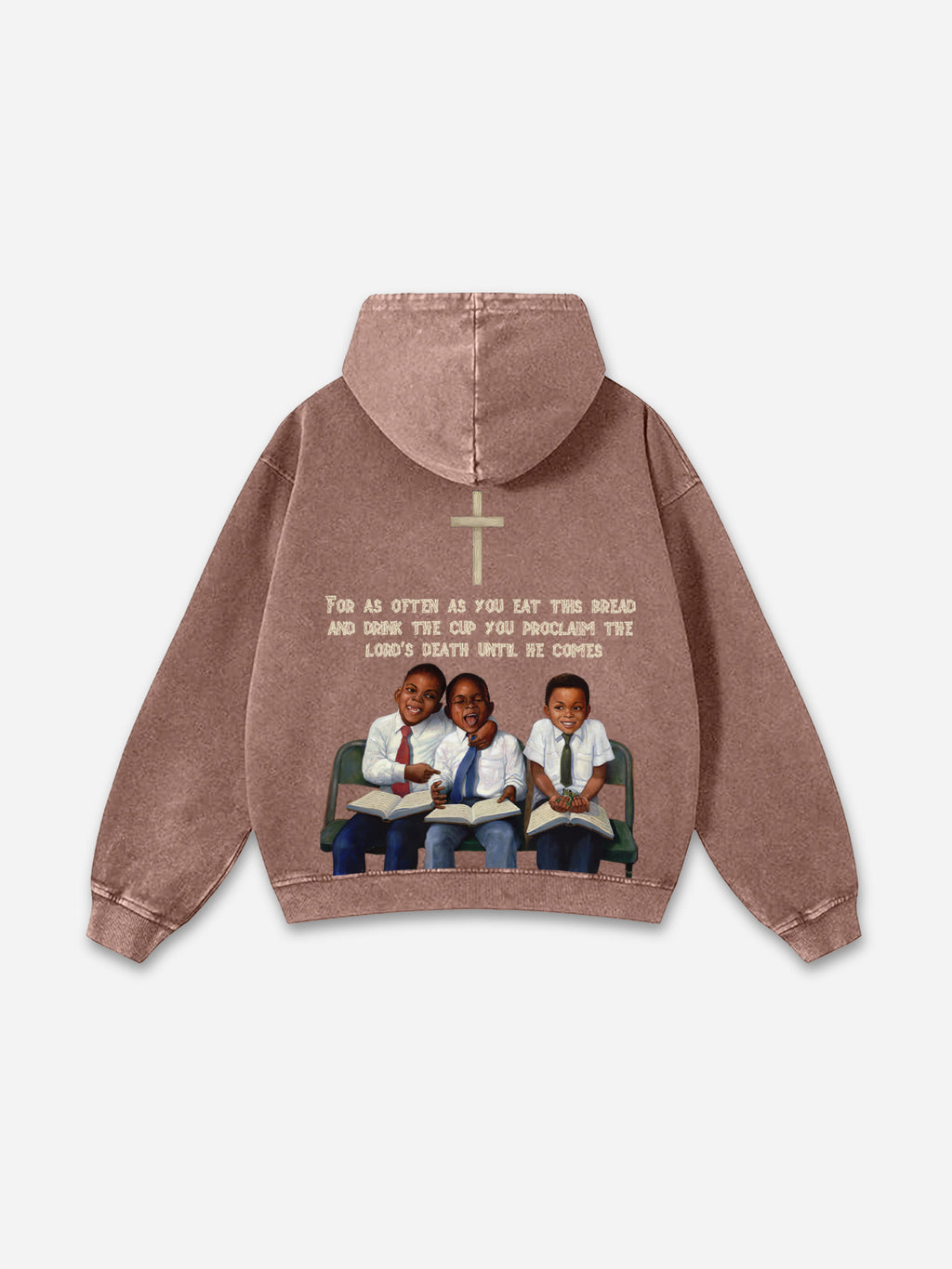 Vintage First Sunday Faith Graphic Acid Washed Oversized Hoodie