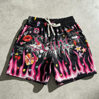 Men's Street Graffiti Print Casual Sports Shorts