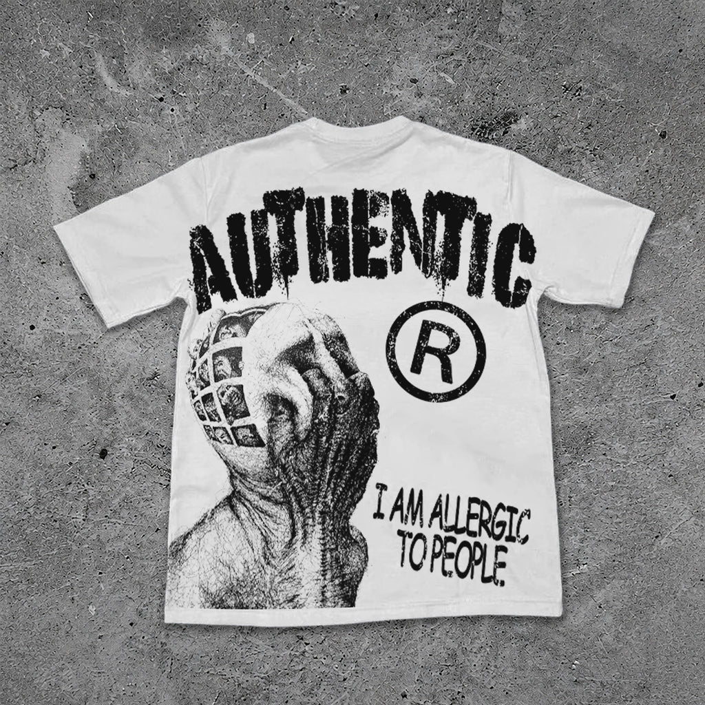 I Am Allergic To People T-shirt & Bone Embroidered Denim Shorts Set