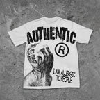 I Am Allergic To People T-shirt & Bone Embroidered Denim Shorts Set