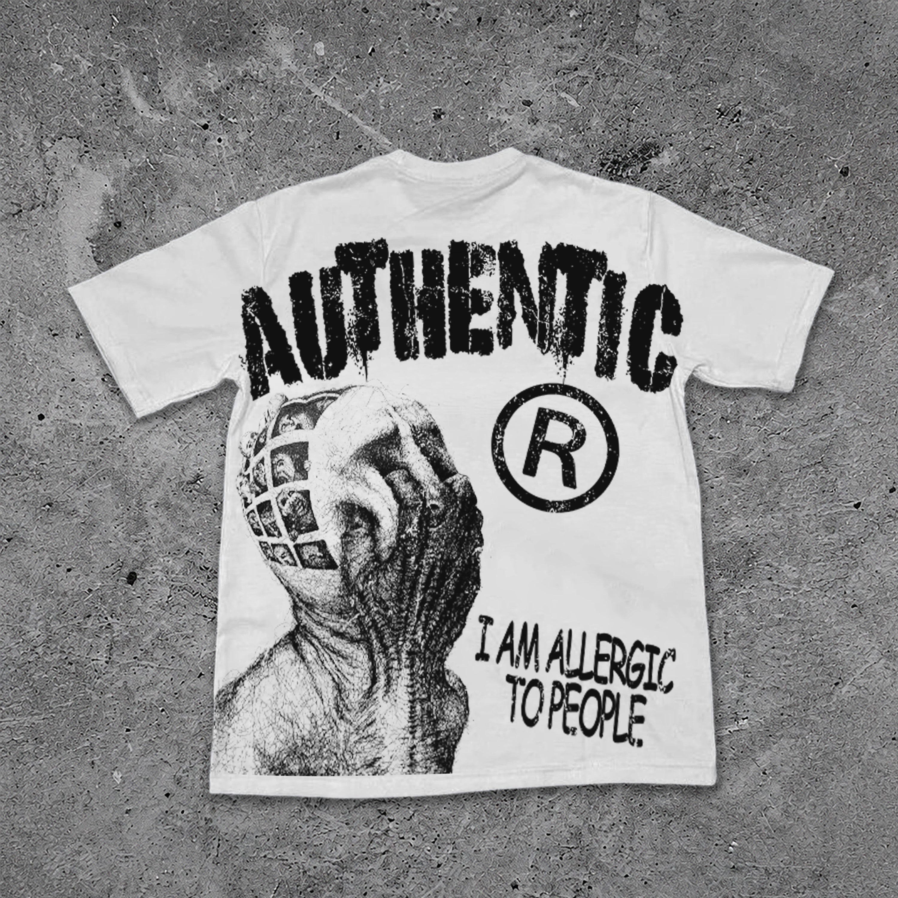 I Am Allergic To People T-shirt & Bone Embroidered Denim Shorts Set