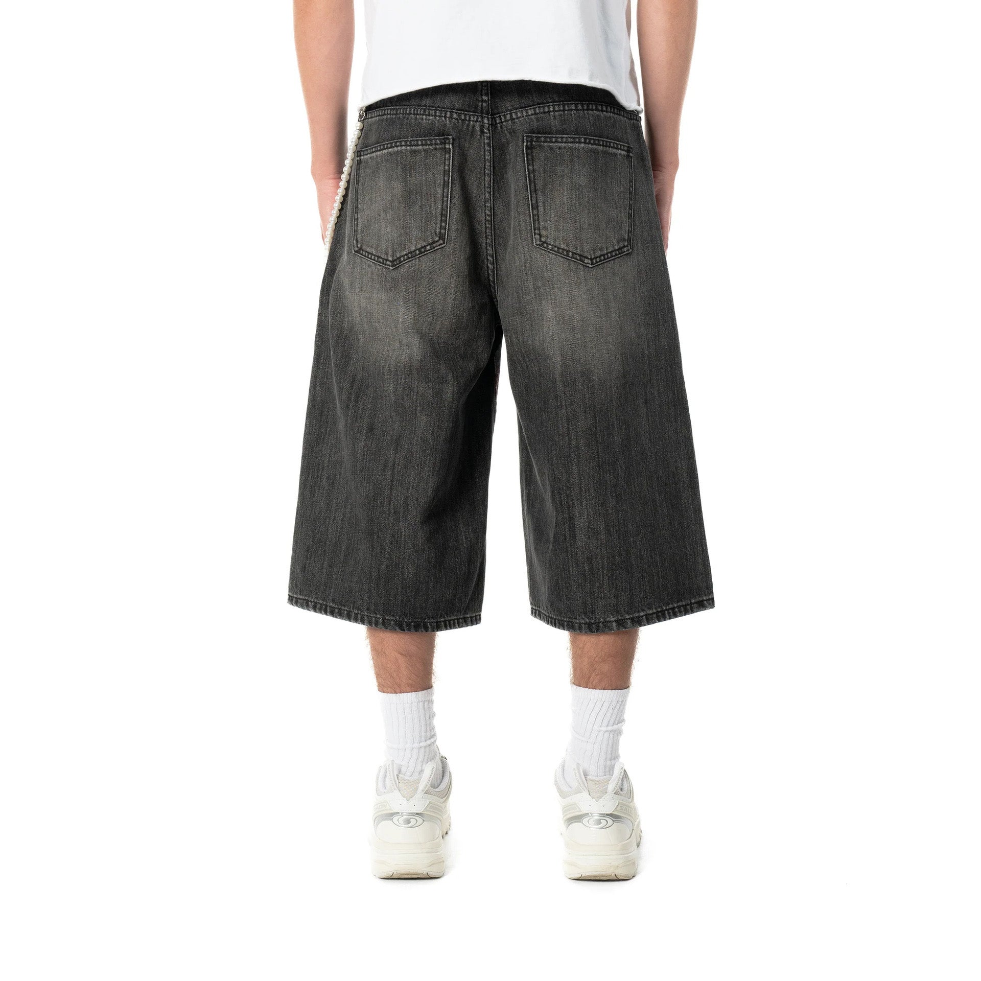 Men's Retro-style Washed Jesus Cross Denim Shorts