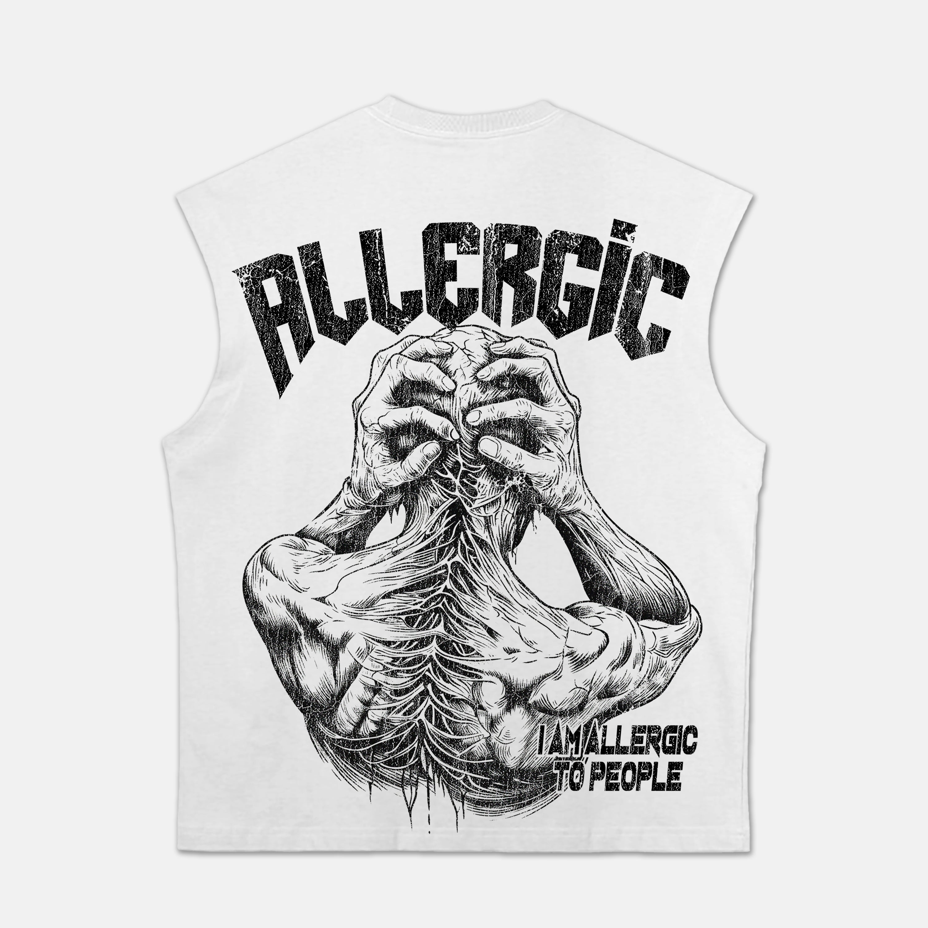 I Am Allergic To People Tearing Abstract Graphic Tank Top