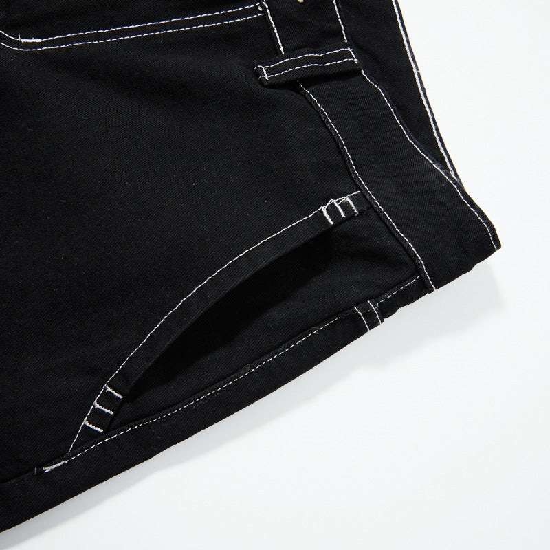 Men's Hip-hop Embroidered Loose Denim Shorts Jorts