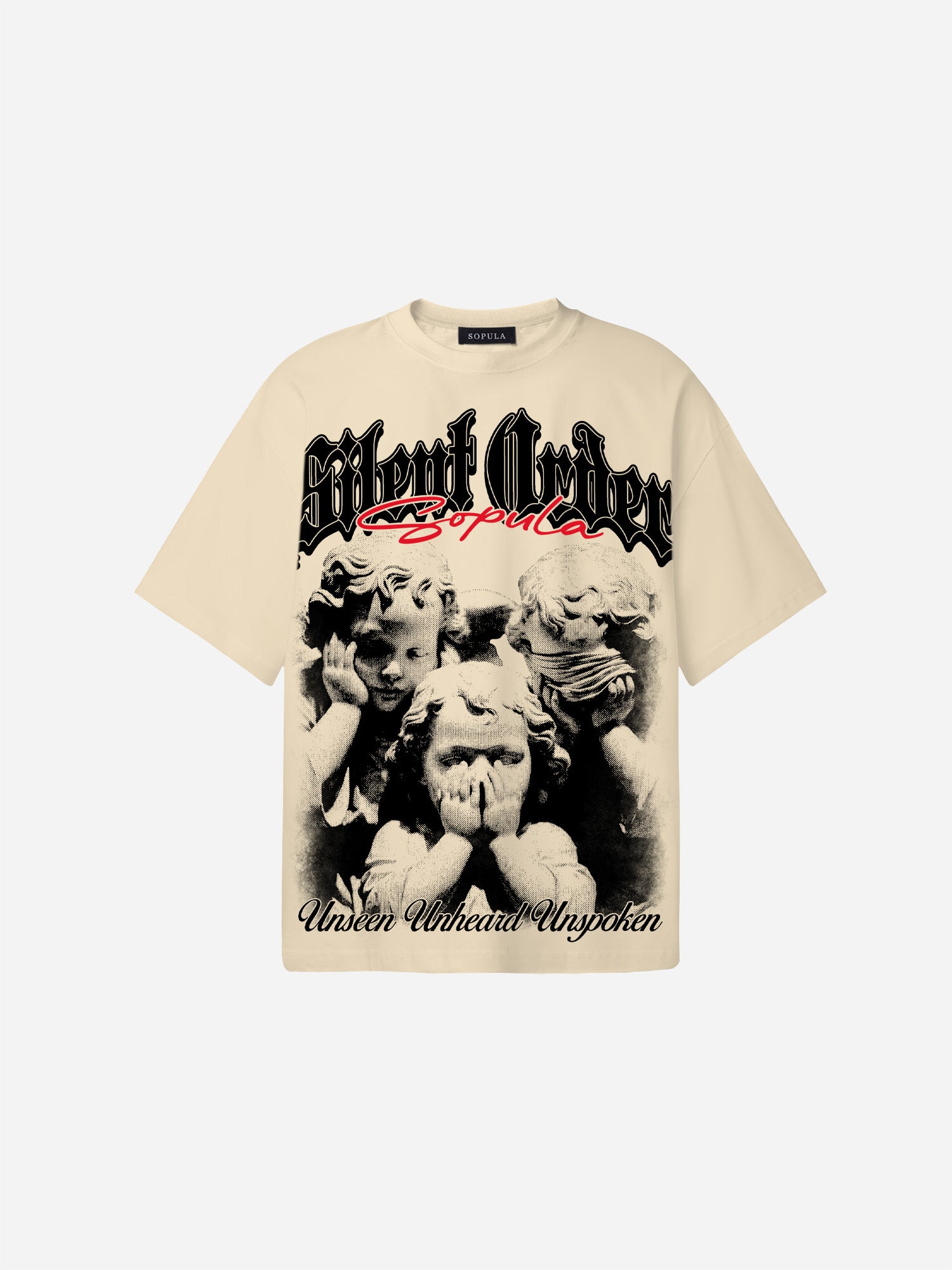 Blind Mute Bound Vintage Angel Graphic Cotton T-shirt