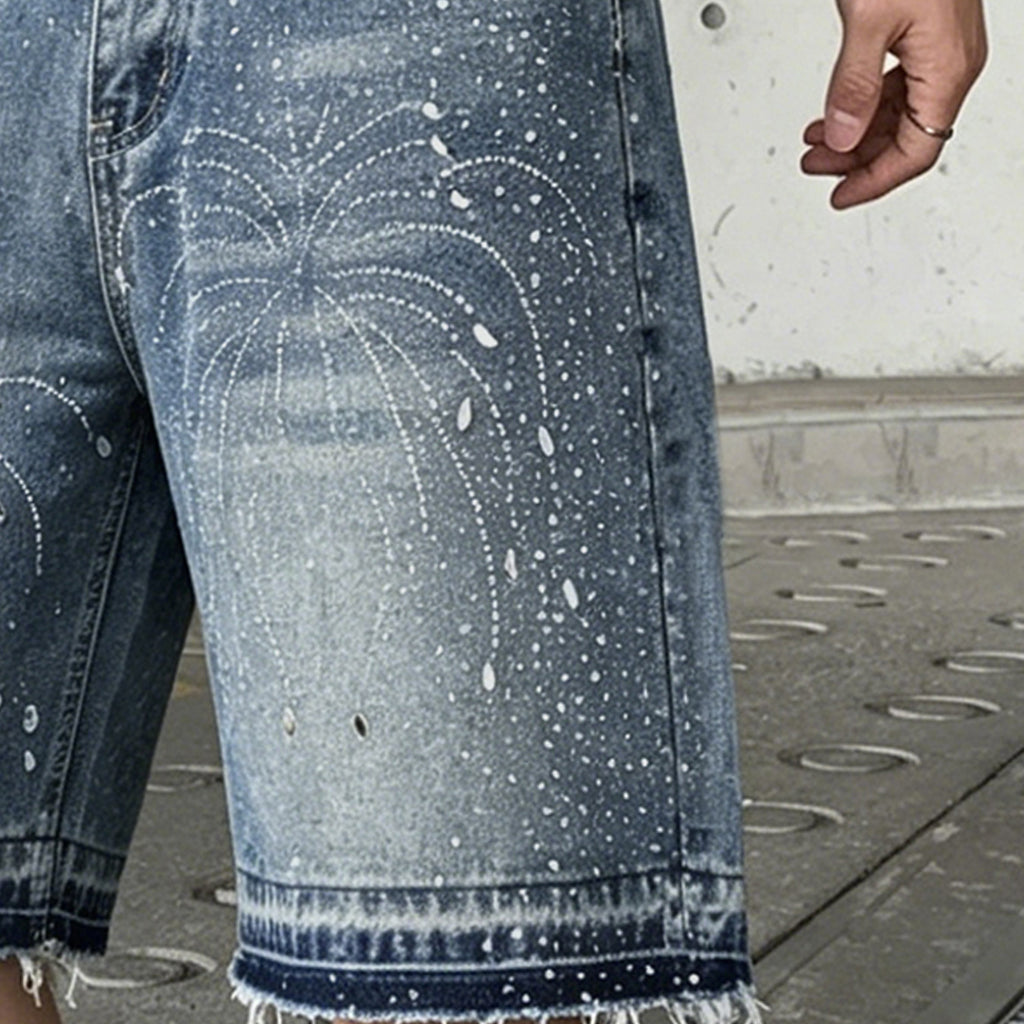 Y2k Trendy Rhinestone Loose Denim Shorts