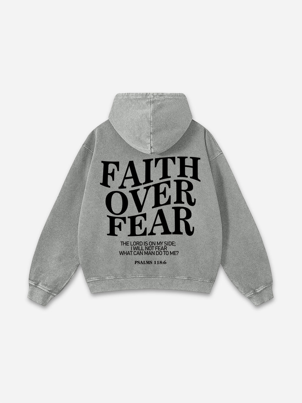 Vintage Faith Over Fear Graphic Acid Washed Oversized Hoodie