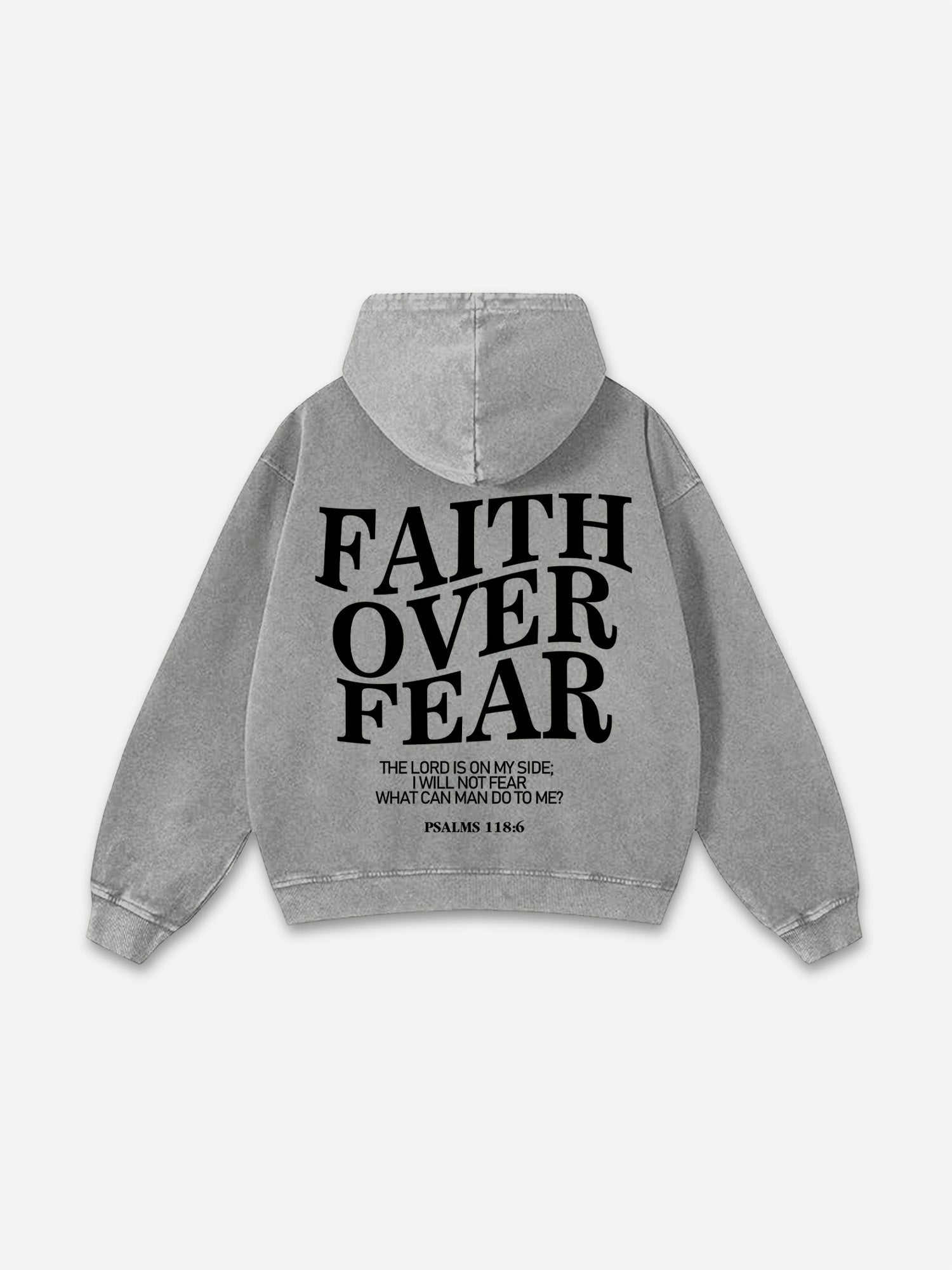 Vintage Faith Over Fear Graphic Acid Washed Oversized Hoodie