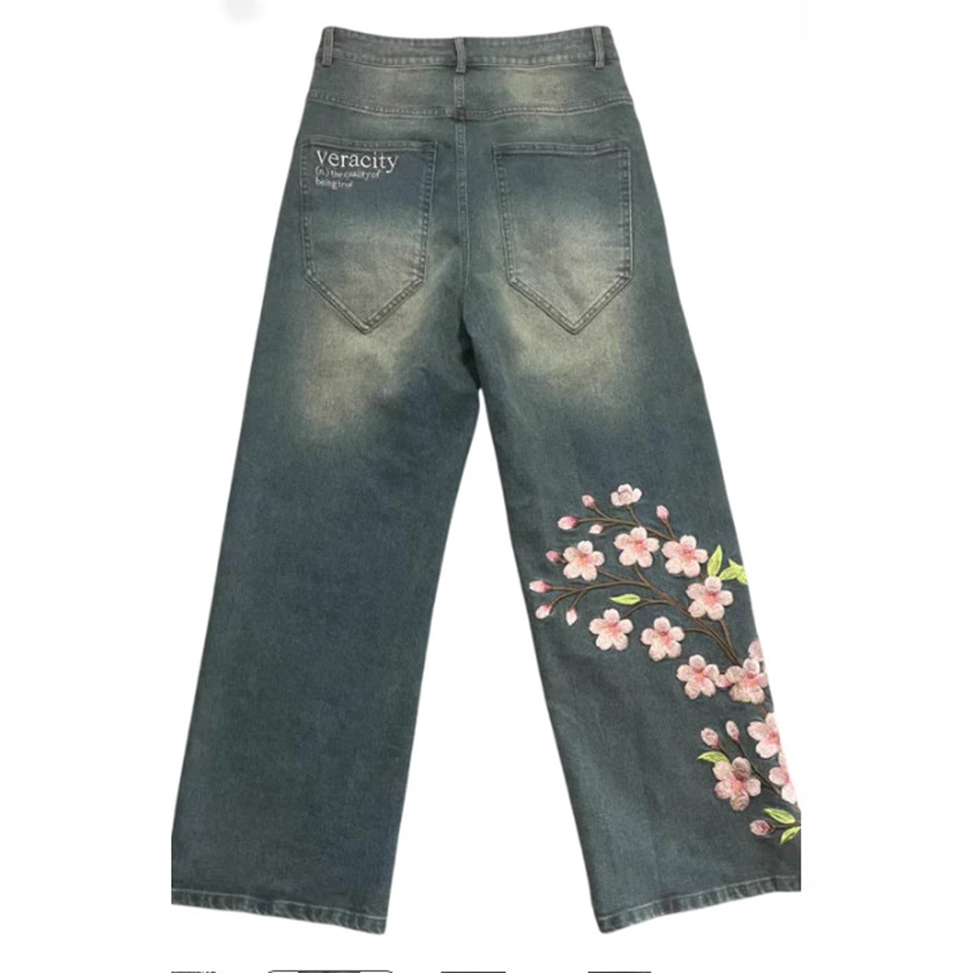 Men's Y2k Retro Floral Cherry Blossom Pattern  Baggy Jeans