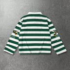 Streetwear Men's Patterned Striped Long-sleeve Polo Shirt
