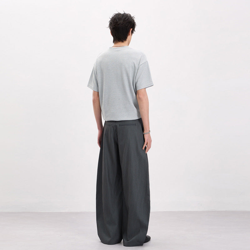 Streetwear Striped Wide-leg Trousers