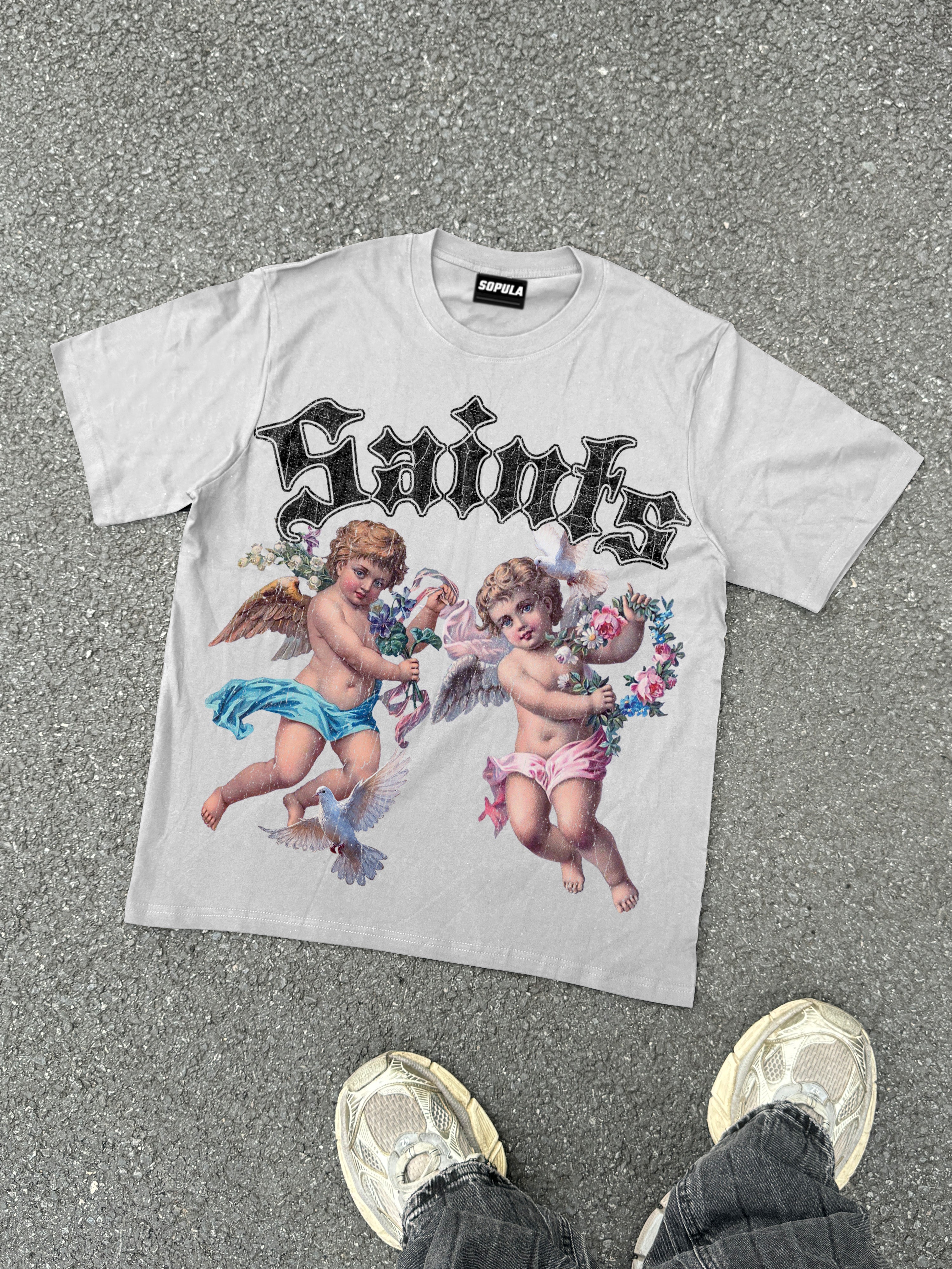 Saints Floral Angel Graphic Cotton T-shirt