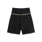 Vintage  Y2k Trendy Letter Rhinestone Drawstring Loose Denim Shorts