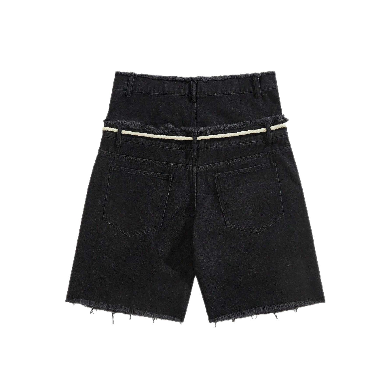 Vintage  Y2k Trendy Letter Rhinestone Drawstring Loose Denim Shorts