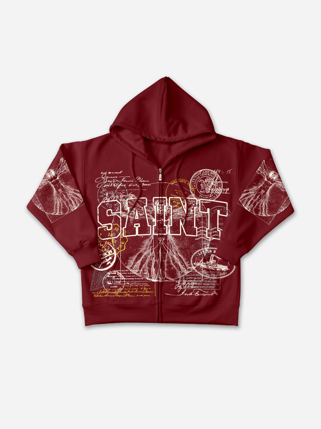 Saints Stamp Collage Vitruvian Graphic Zip-up Hoodie