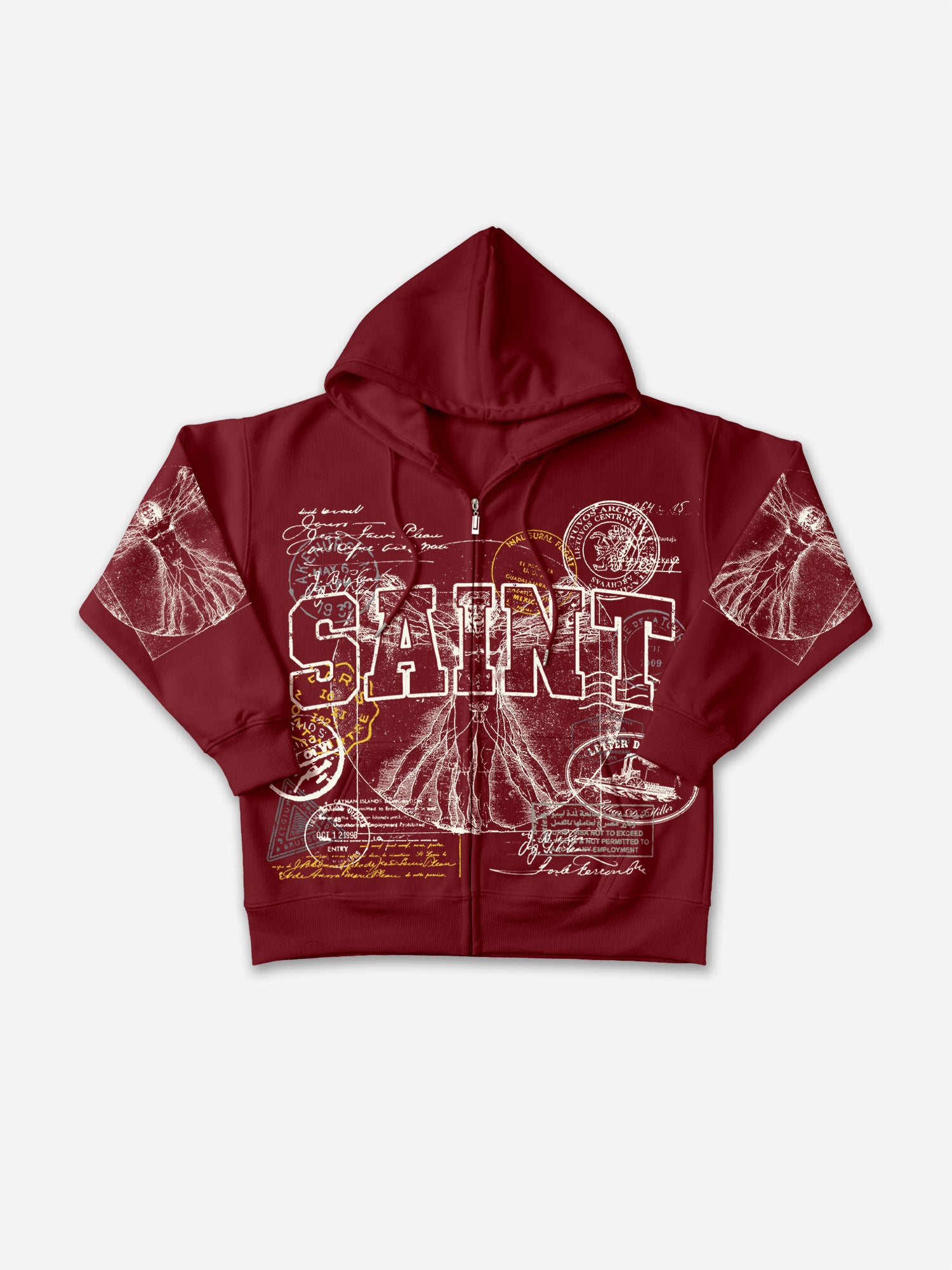 Saints Stamp Collage Vitruvian Graphic Zip-up Hoodie