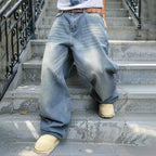 Vintage Washed Distressed Loose-fitting Baggy Jeans