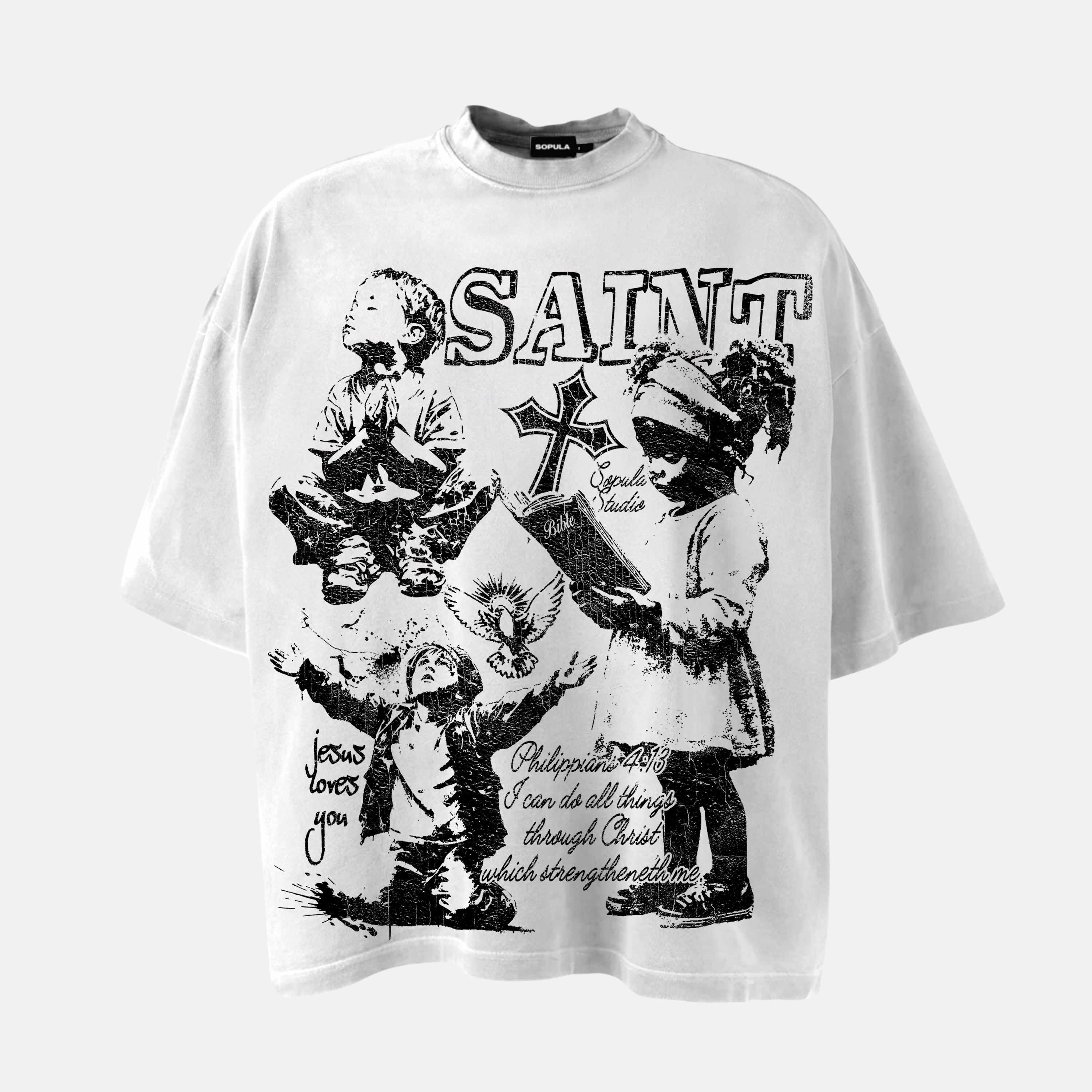 Saint Child Of God Bible Prayer Graphic Cotton T-shirt