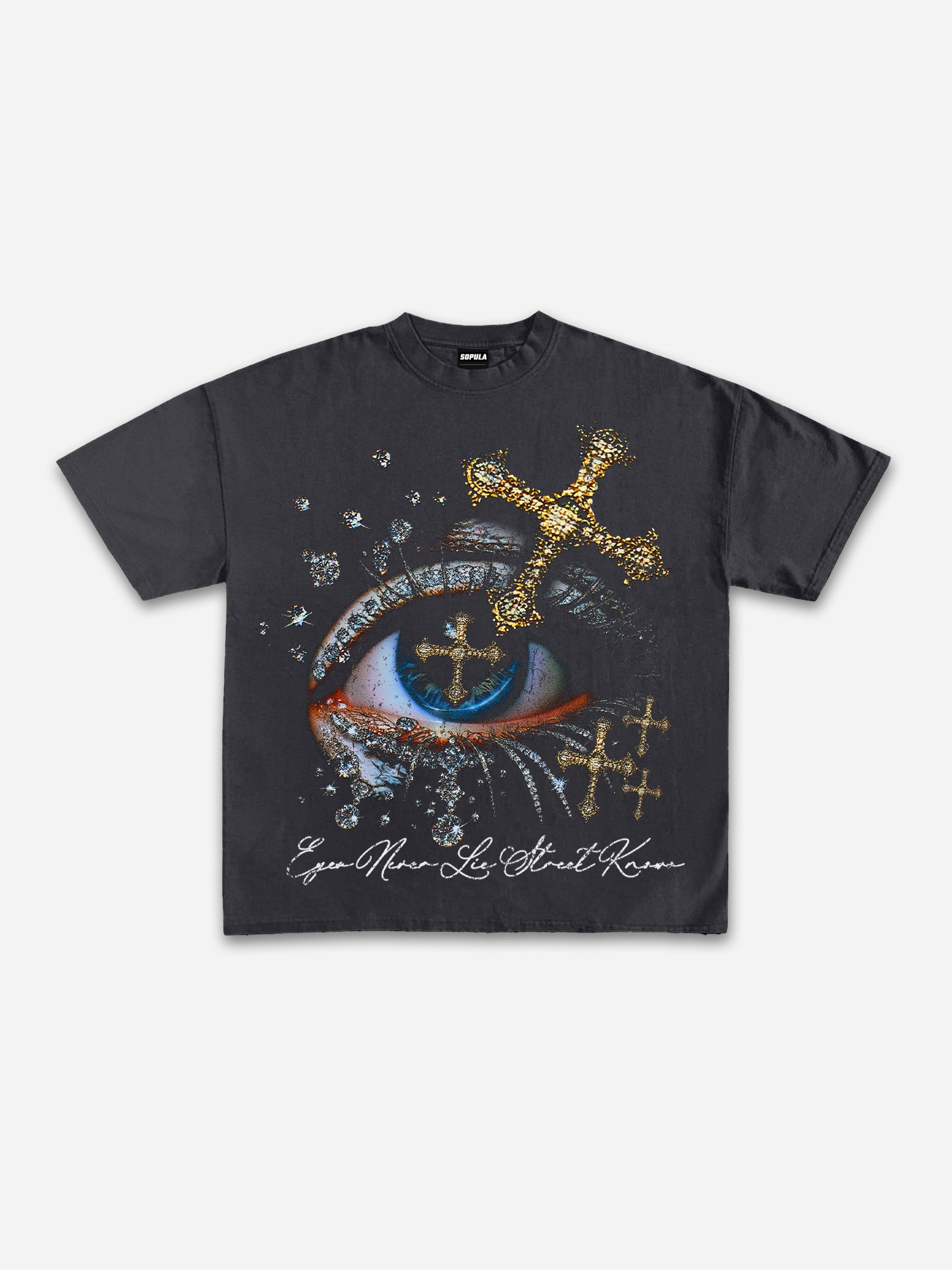 Cross Diamond Eye Graphic Cotton T-shirt