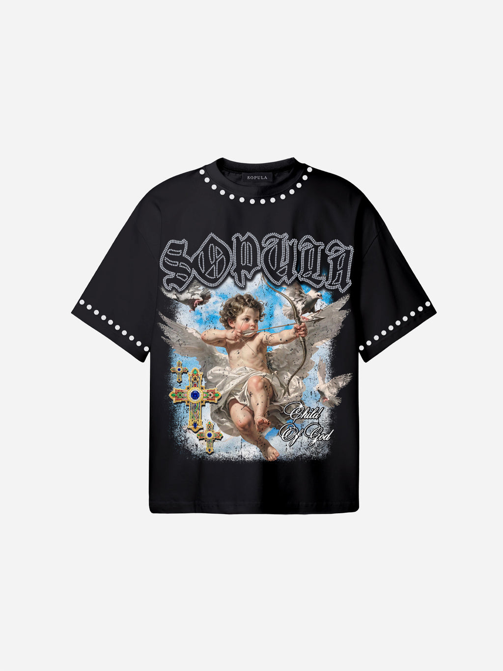 Sopula Retro Angel Cross Graphic Cotton T-shirt