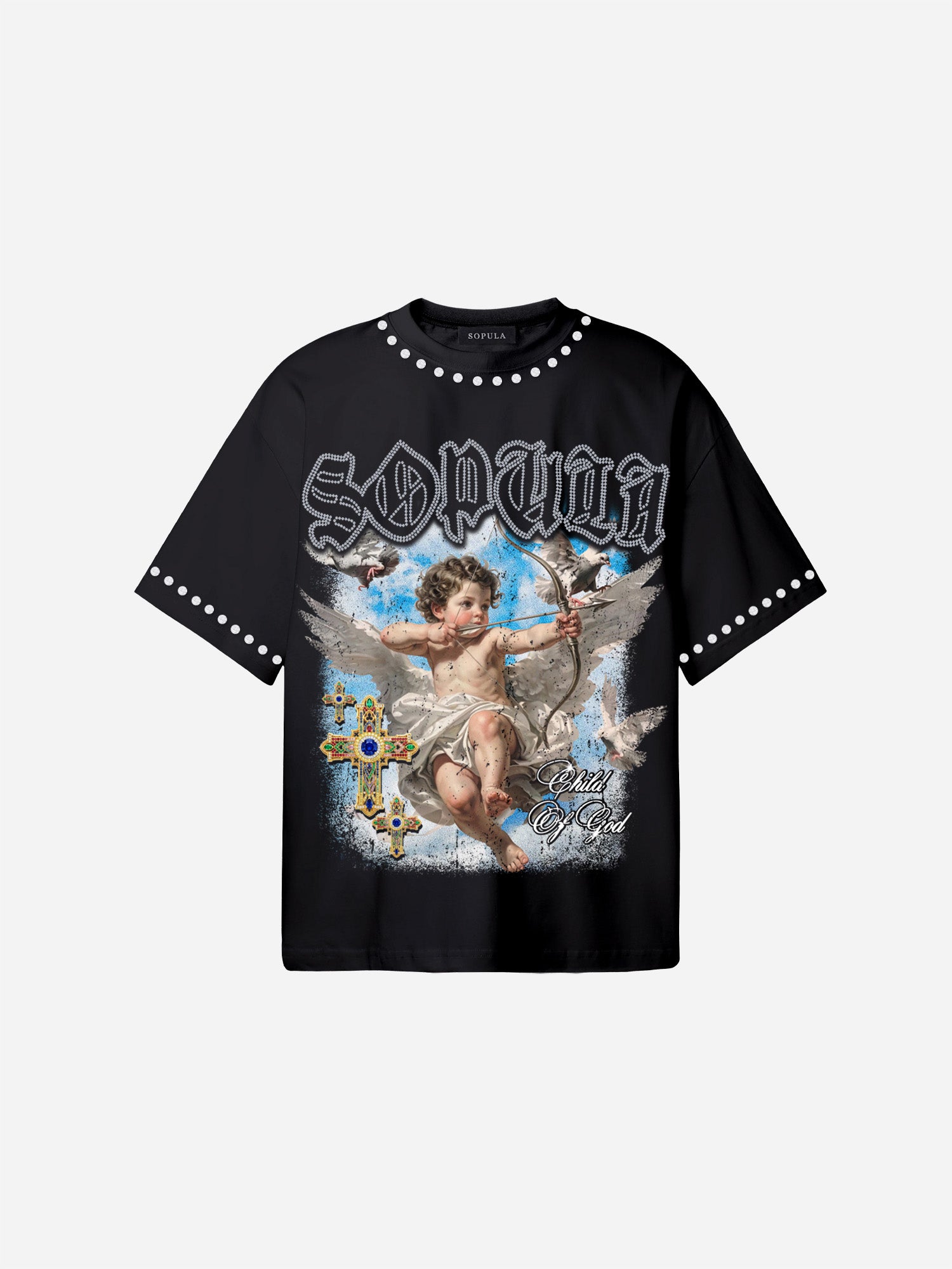 Sopula Retro Angel Cross Graphic Cotton T-shirt